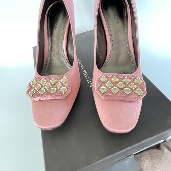 Bottega Veneta 454350 Women's Crepe Satin Stiletto shoe Pastel Pink Sz. 39 - Picture 4 of 15
